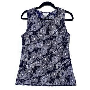 Christopher and Banks Sleeveless Top Women's Medium Pullover Blue and White